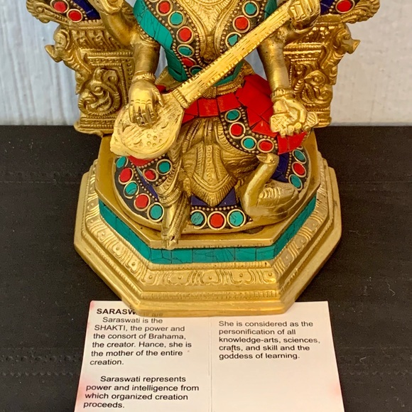 Saraswati Statue & Swan Under Arch Stone Figurine - Picture 13 of 14